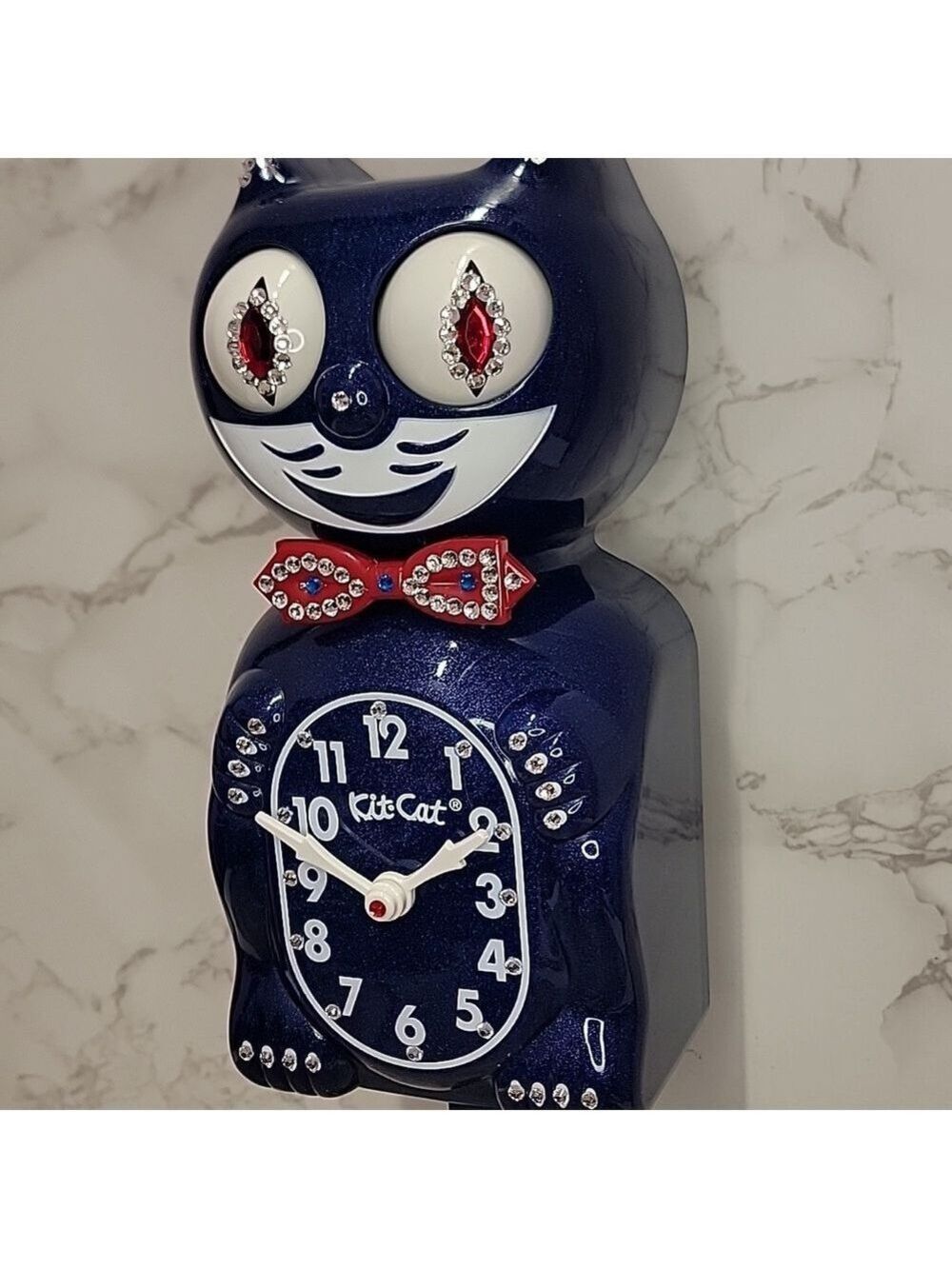 Rare Jeweled Red, White & Galaxy Blue Kit-Cat Klock LIMITED EDITION - Picture 6 of 16